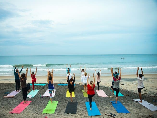 Yoga, pranayama and meditation practice by the sea in Varkala